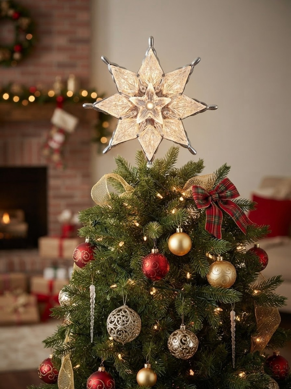 LED Star Tree Topper - Warm White Holiday Star